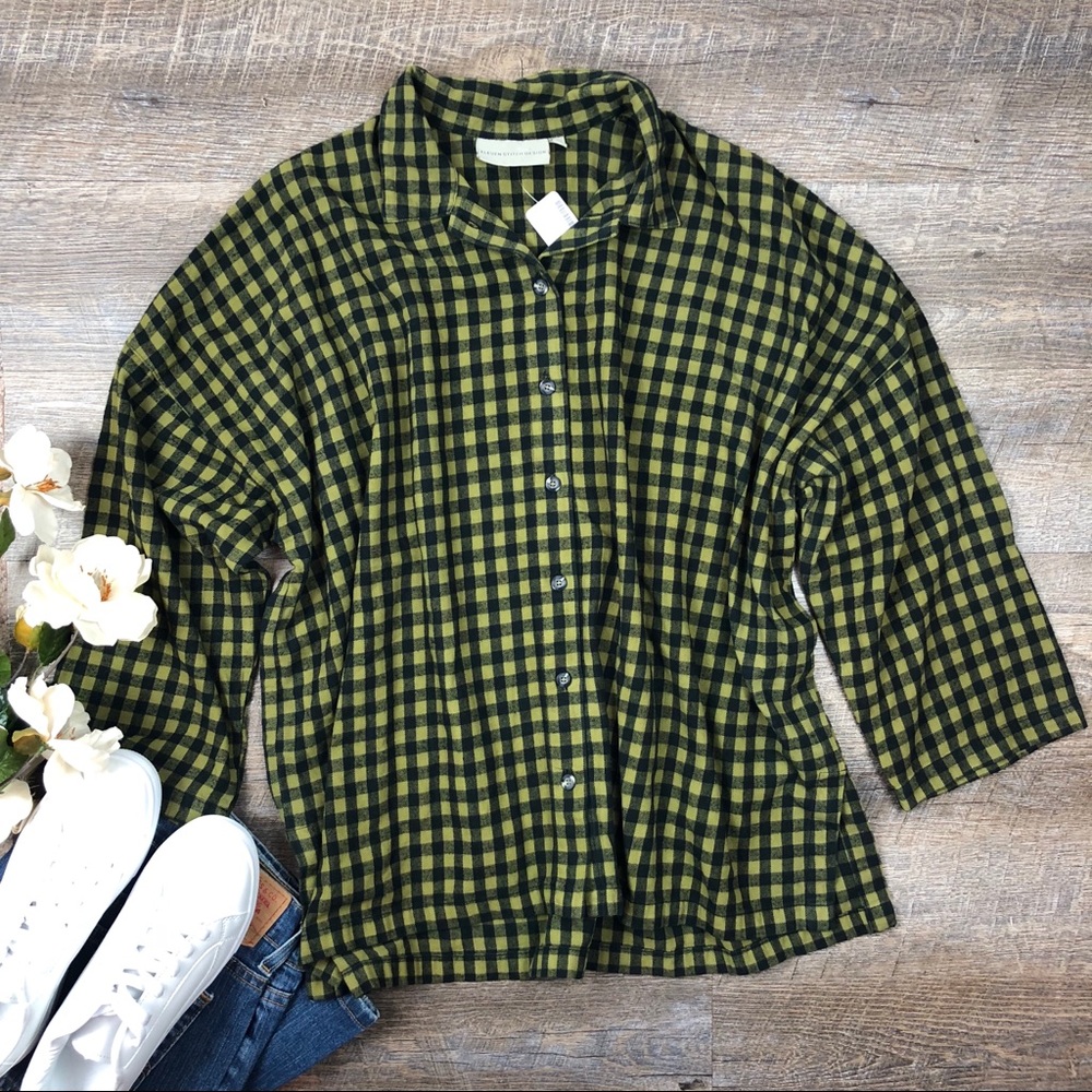 Eleven Switch Design Checkered Button Down Shirt